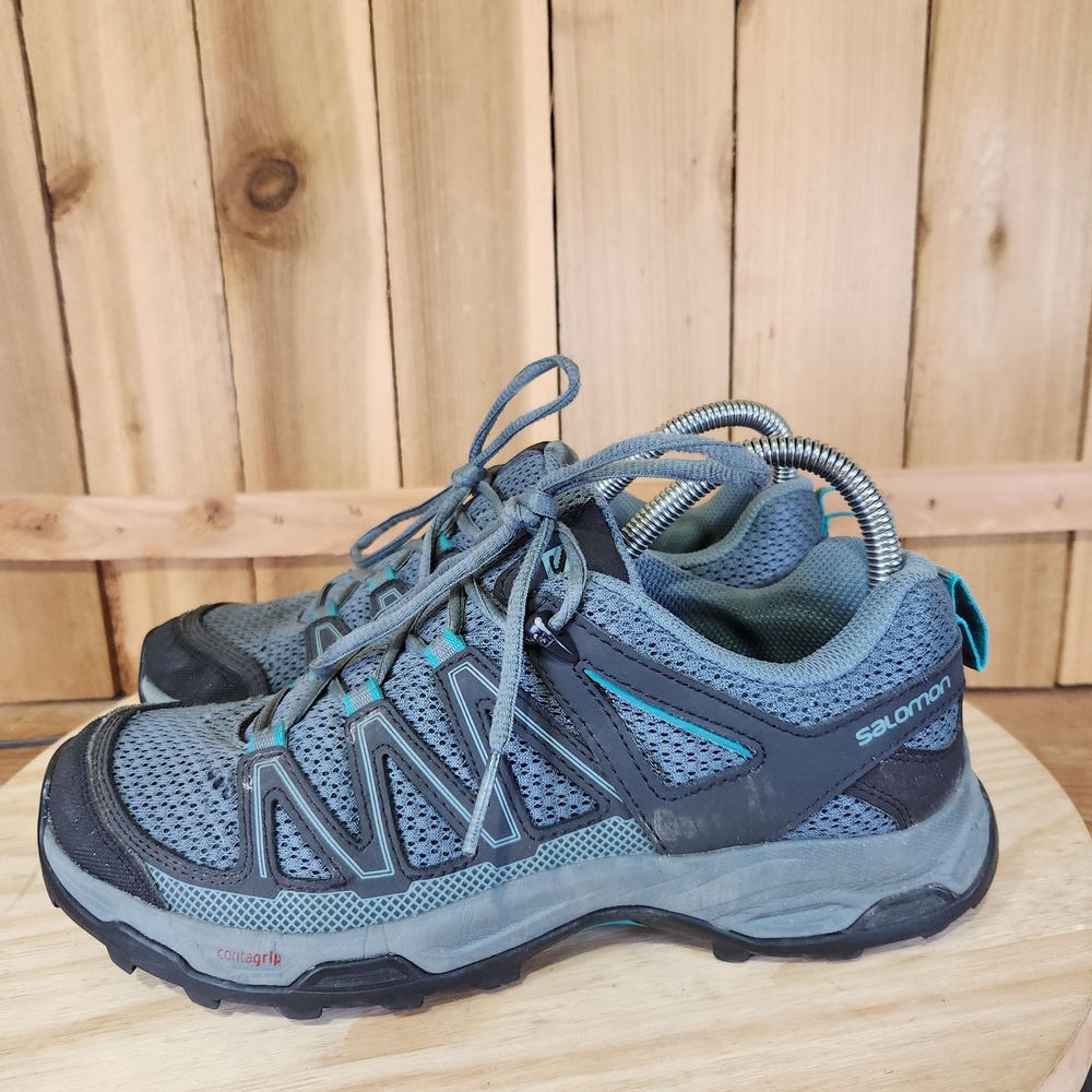 Salomon Pathfinder Shoes Womens 7.5 Gray Mesh Trail Running Hiking Sneakers